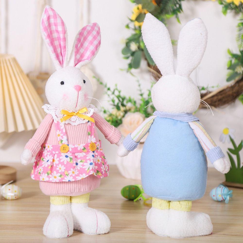 Cute Easter Bunny Doll Toy Standing Merry Easter Decoration  Children Easter Gift