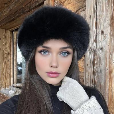 Banda para el cabello artificial elástica de imitación de piel de zorro diadema diseño de borde ancho sin cúpula a prueba de frío invierno goma para el pelo