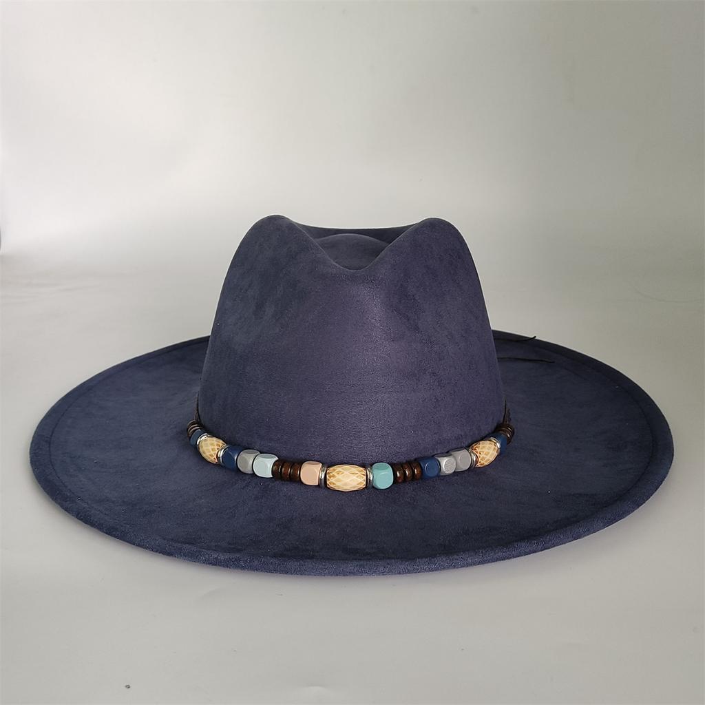 2025 Colorful Suede Wide Brim Felt Fedoras Hat for Women Men Church Jazz Cap Panama Denim Hat Wholesale Sombrero Hombre
