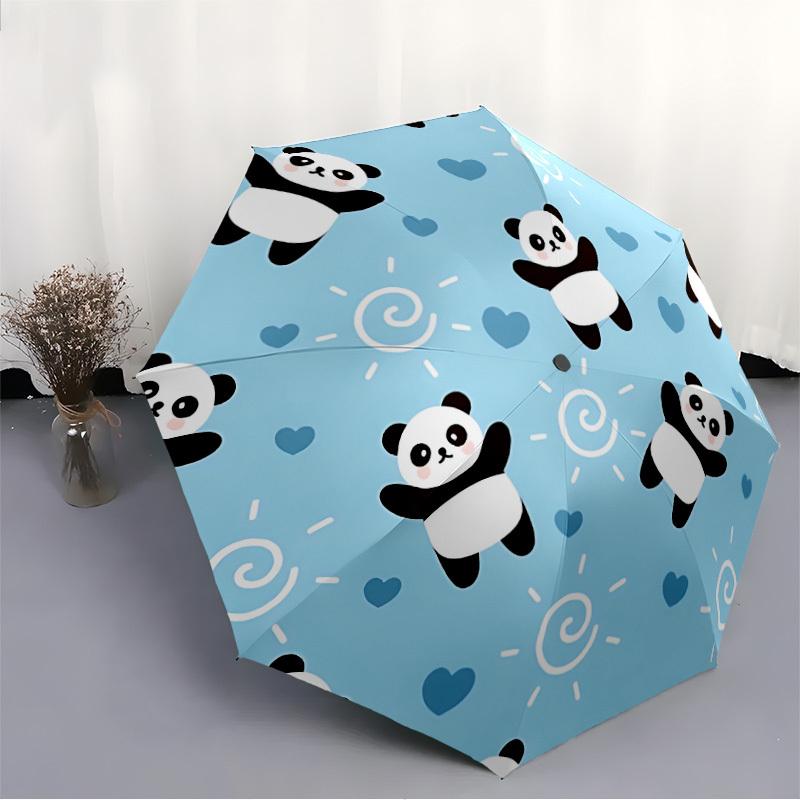 1pc Panda, Heart Automatic Open/Close Umbrella, Compact Travel Umbrella, 8-Rib Sturdy Frame - Ideal Gift for Friends Yy251118072