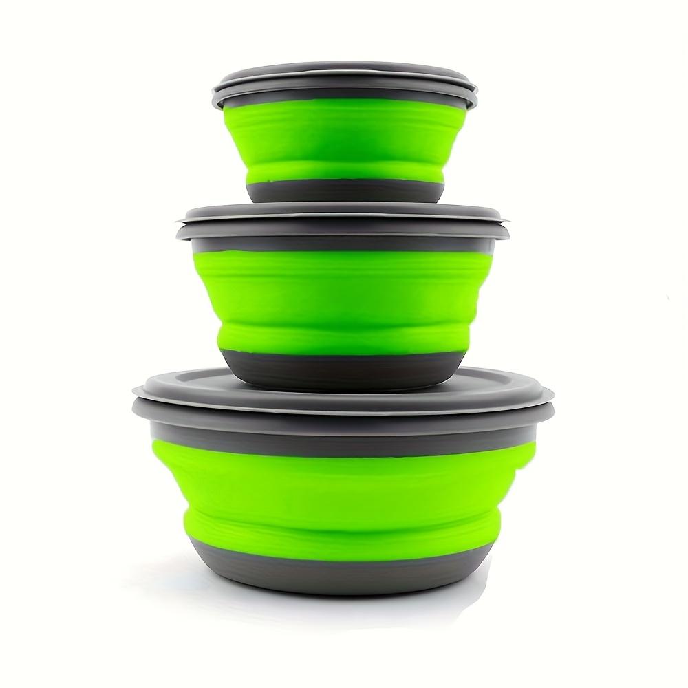 3 Stück Camping-Schüssel faltbar zusammenklappbar Schüssel Lunchbox Salatschüssel Deckel erweiterbar Lebensmittelaufbewahrungsbehälter Bento-Box
