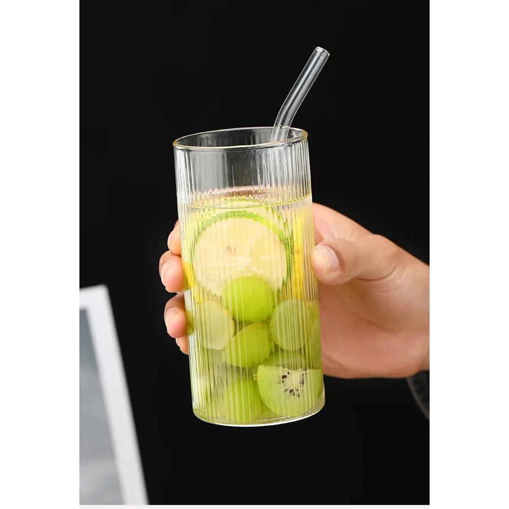 350/350ml 1/2/4/6/8pcs Large Nordic Ripple Glass Cups Transparent Whiskey Glasses Tea Water Drink Milk Juice Coffee Beer Mug Set