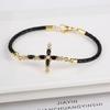 6 Color Classic Religious Crystal Zircon Cross Leather Braided Adjustable Bracelet Charms for Men Women Jewelry Gift Daily Wear