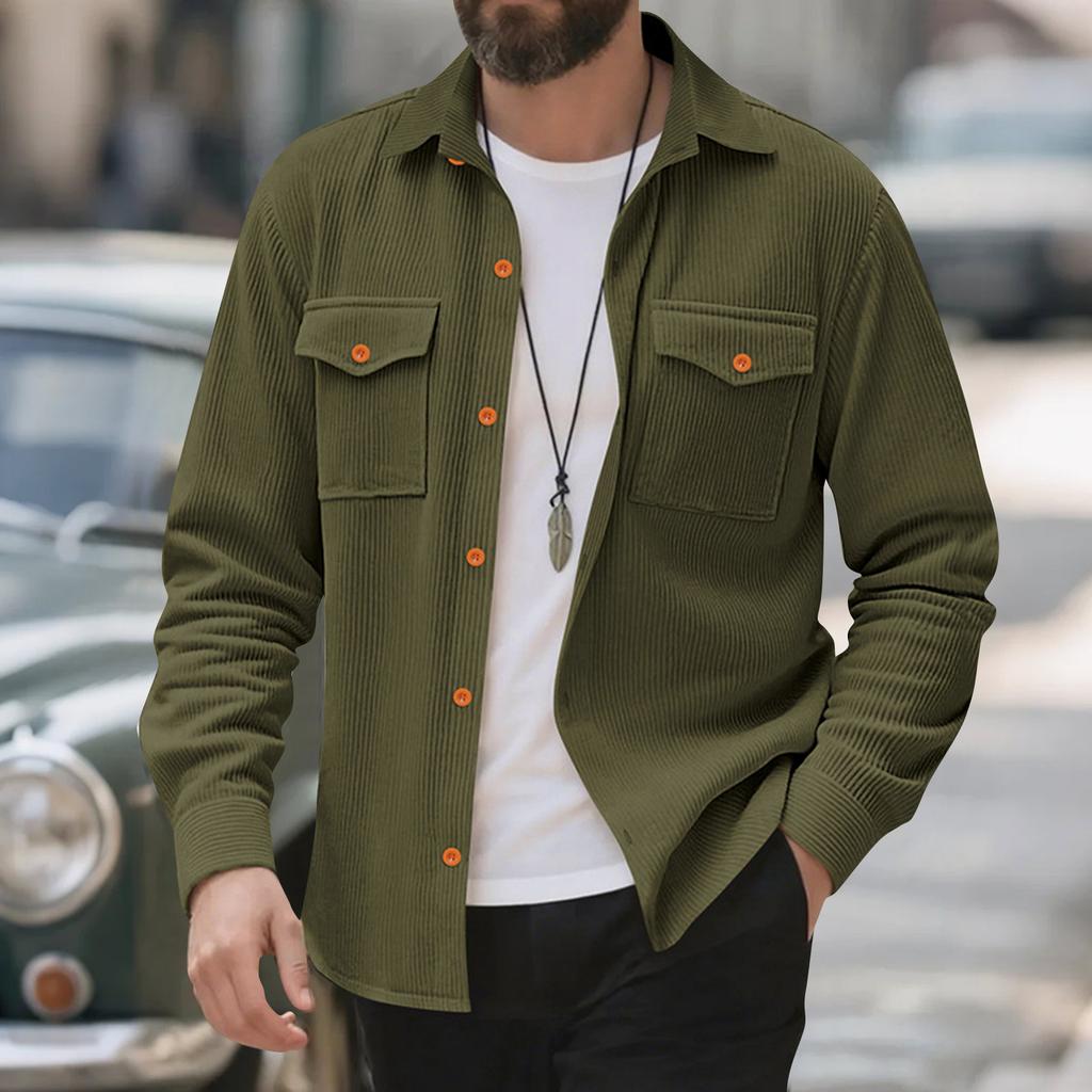 Men's Stand Collar Button Cardigan Long Sleeve Jacket Casual Fashion Solid Color Men's Jacket