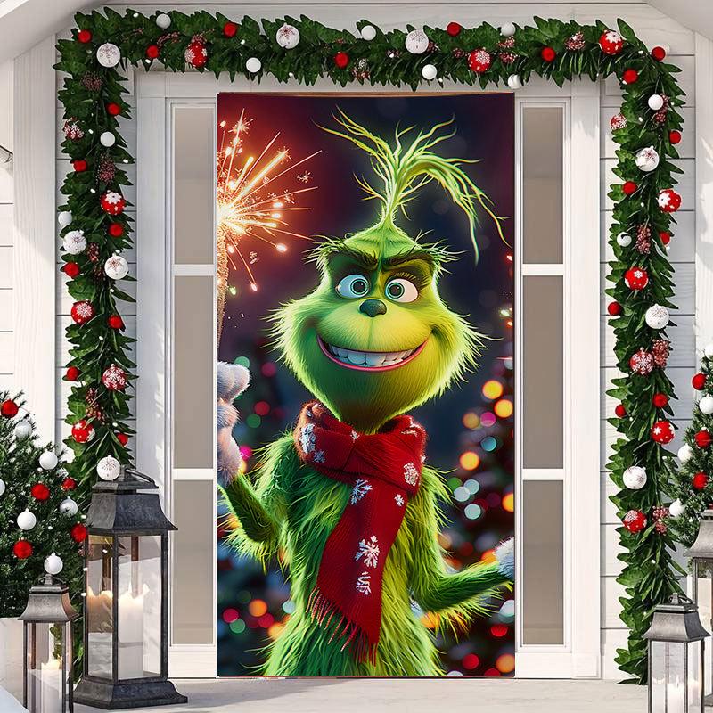 Christmas Cartoon Door Cover Sticker for Home Party Backdrop