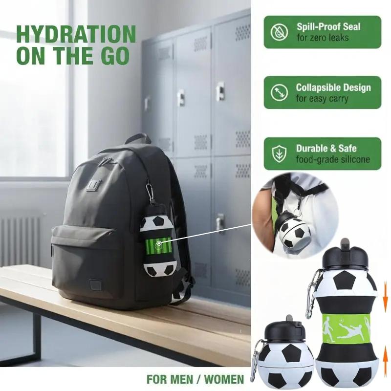 Foldable Water Bottle Leakproof Portable Mug for Outdoor Sports Basketball Football Tennis Golf School Travel Drinking Cup for Kids Adults