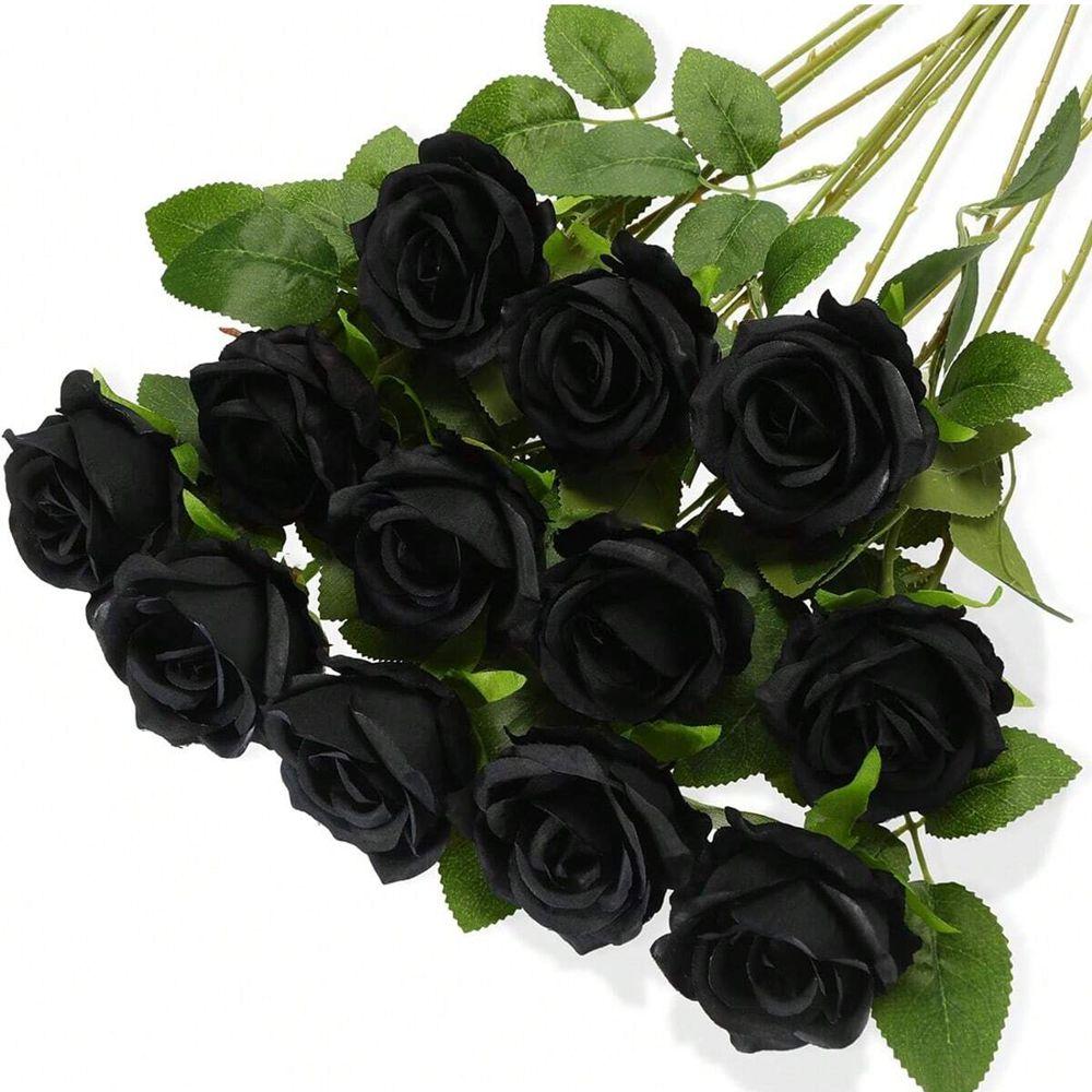 

Hot sales Artificial Flowers Silk Rose christmas Garden arch wall Home Vases Wedding bridal bouquet Festival diy gift Decoration 1pieces чорний