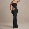 European and American summer new fashion solid color shoulder tube top shrink pleated sexy backless strap dress women