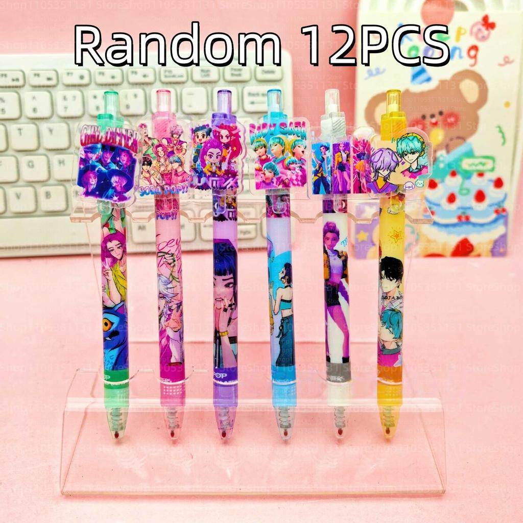 Anime KPop Retractable Gel Pen Cute Patch Click Pen Creative Student Stationery Office Writing Supplies Gift for Kids Fans 0.5mm