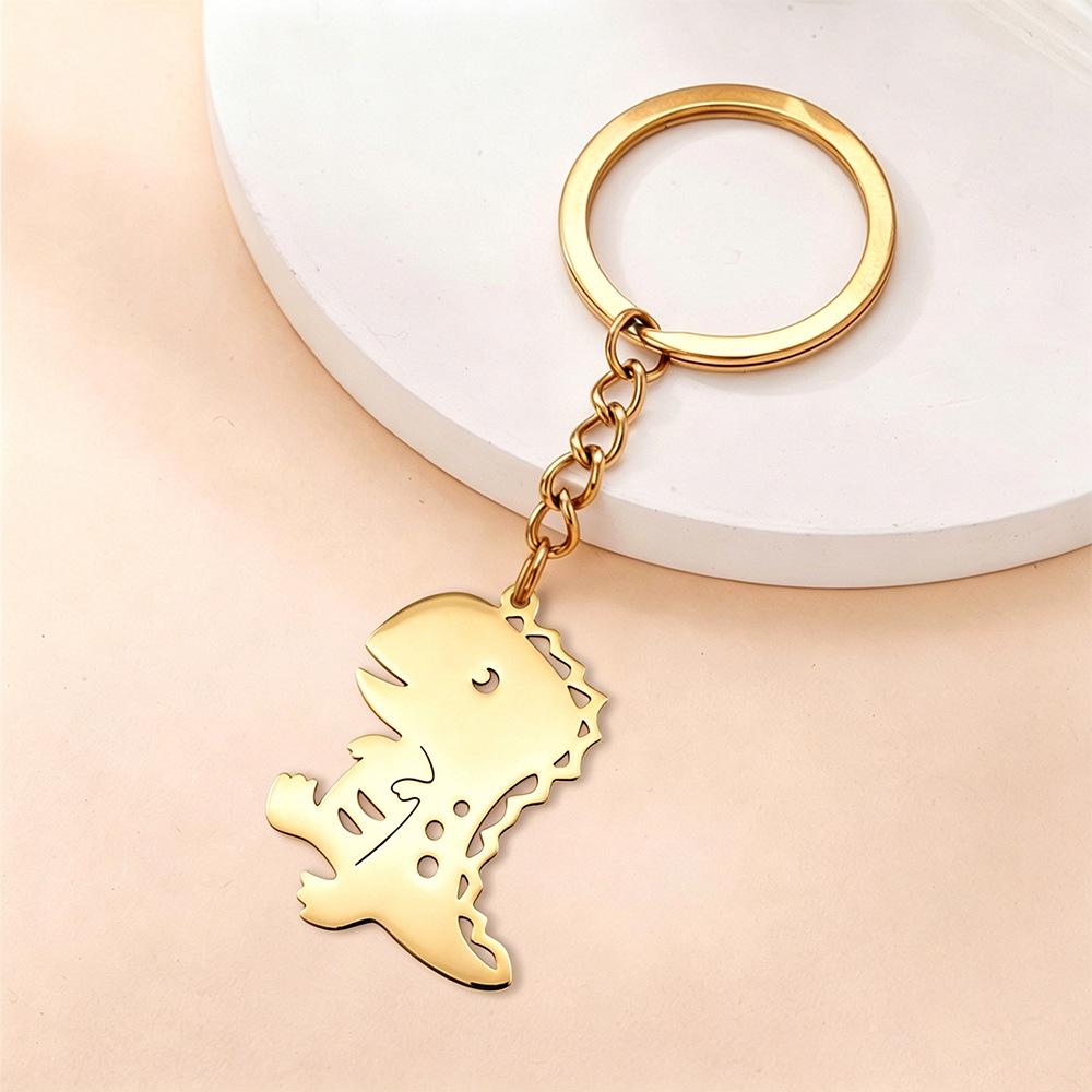Temu Hot Selling Fashion Animal Charms: Stainless Steel Dinosaur Keychain