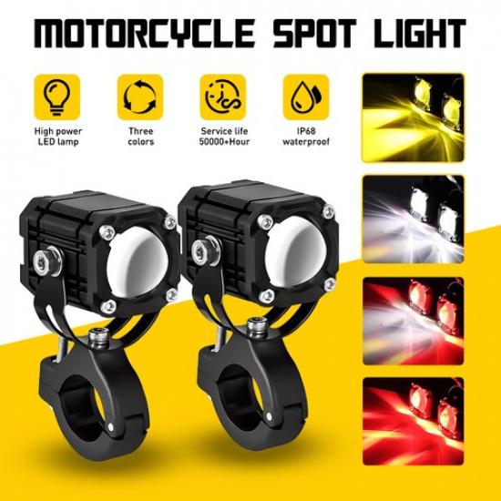 Universal Motorcycle Headlight Driving Fog Spot Auxiliary Lamp2 Yellow Red White