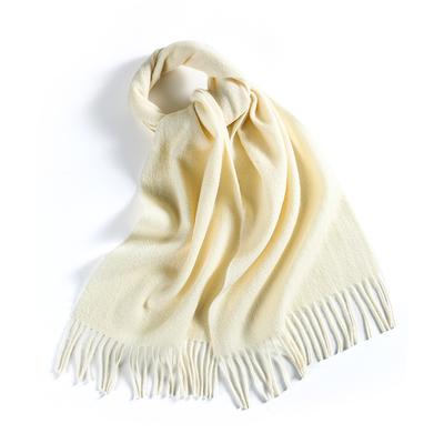 Winter Solid Color Wool Scarf for Women New Versatile Tassel Fashion Warm Neck Scarf Comfortable Real Wool Scarf