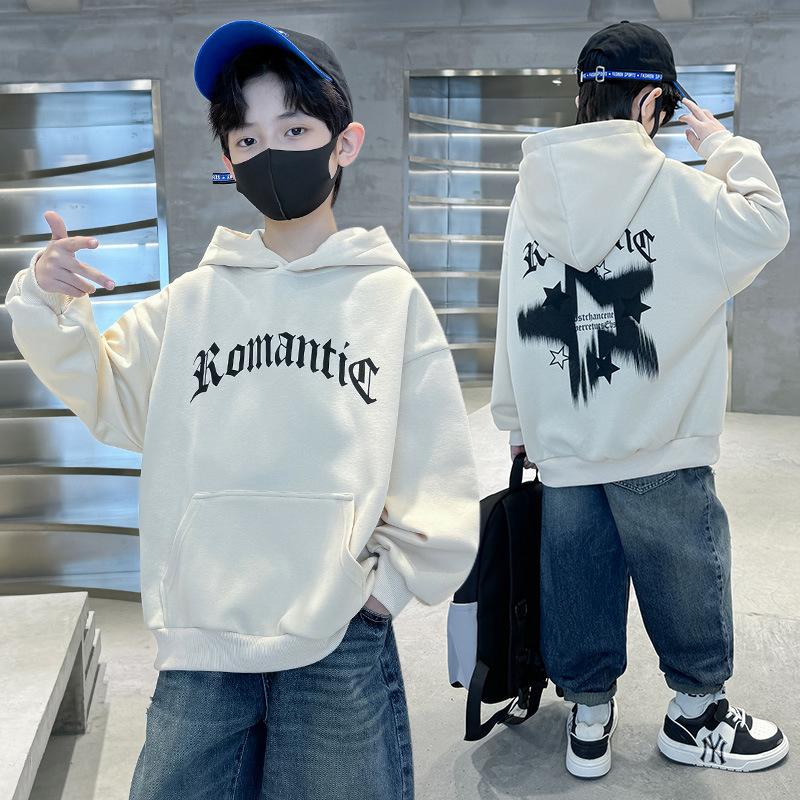 

Детская модная толстовка с капюшоном, осенняя, для мальчиков, повседневная, с пятиконечной звездой 170cm абрикосовый