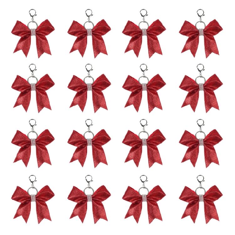 Sophisticated Cheerleader Bowknot Accessory Unique Teen Girl Cheer Bowknot Keyring with Rhinestones Trendy Bag Charm