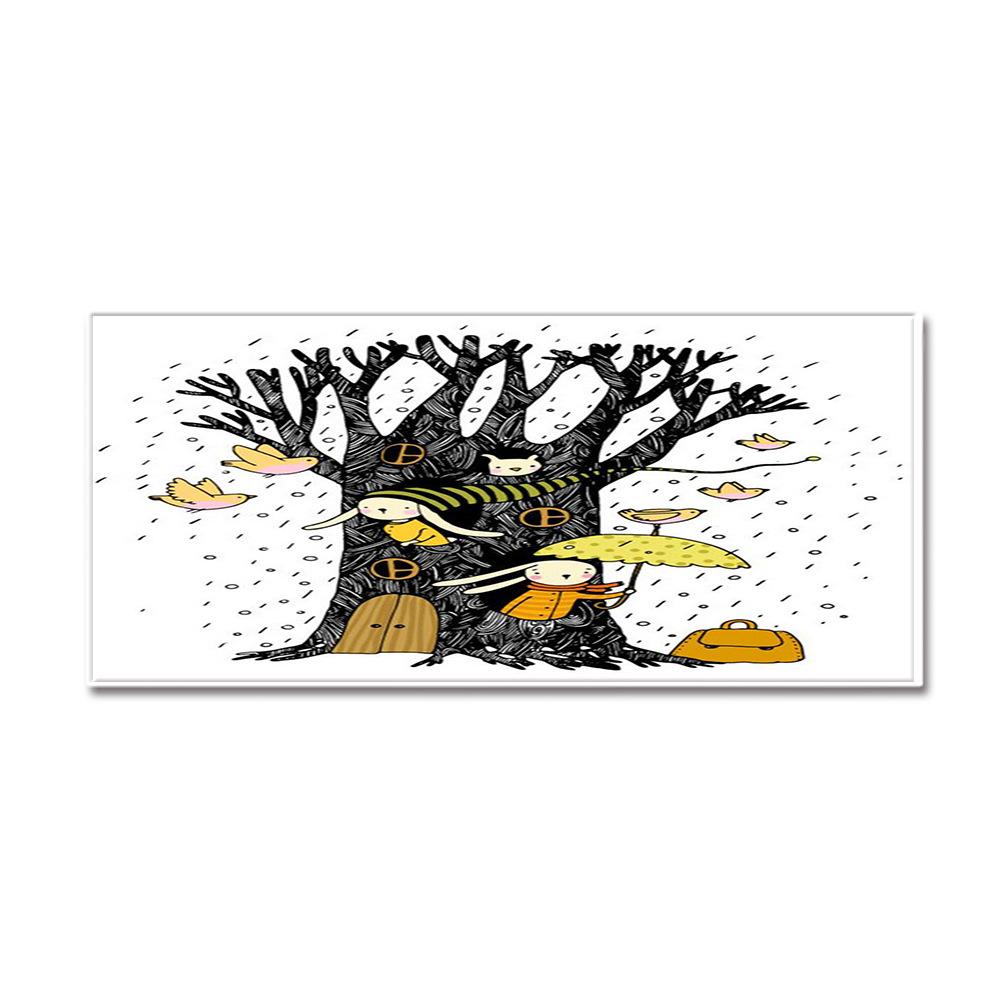 Warm Heart Tree Hole Entrance Door Door Mat Kitchen Bathroom Non-Slip Floor Mat Living Room Bedroom Absorbent Carpet