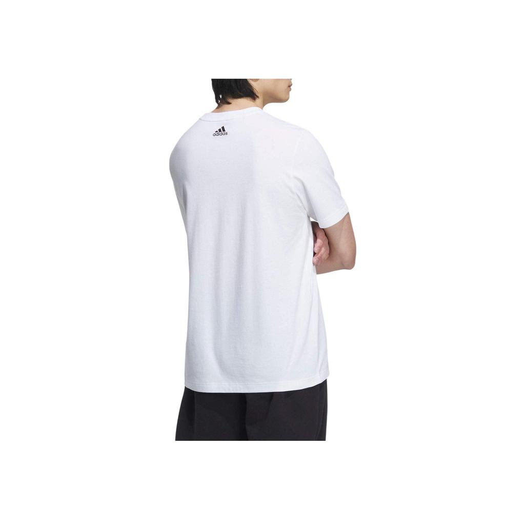 adidas Buchstaben-Print-Design Atmungsaktiv Vielseitig Sportliches Kurzarm-T-Shirt Herren Oberteile Weiß JE3201