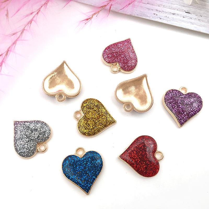 Love Pendant Dripping Green Onion Powder Peach Heart Pendant DIY Bracelet Necklace Accessories 5pcs Loose Beads Fashion  Accessories