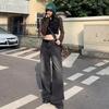 2025 Smoke Gray High-Waisted Wide-Leg Jeans: Trendy Spring Drapey Pants