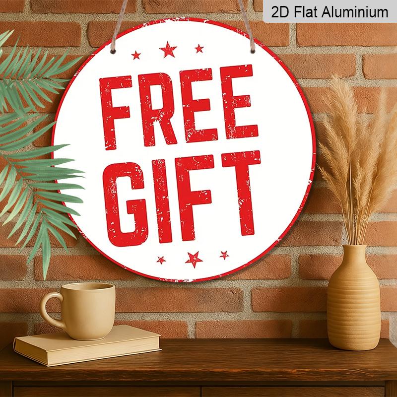 

2D Flat1pc Aluminum Decorative Piece with “Free Gift” Theme 7.87 inches × 7.87 inches Perfect for decorating bars, kitchens, cafes, family rooms 1pc