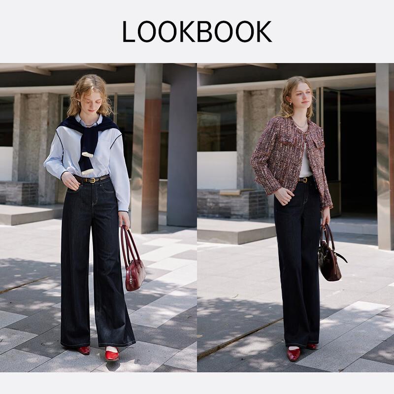 Xiangying Women's Tencel Cotton Wide-Leg Jeans