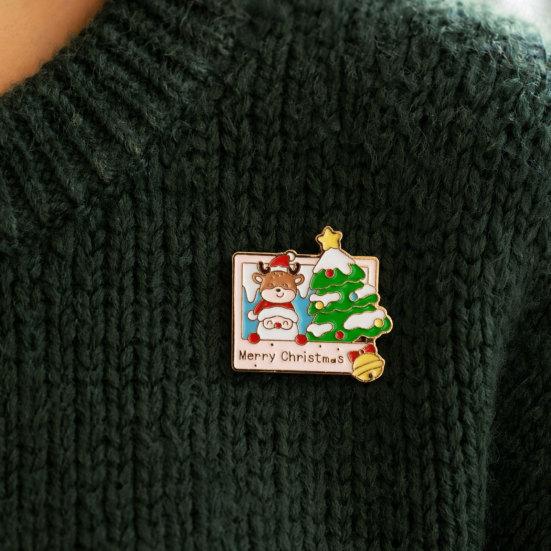 Christmas Cartoon Santa Claus Brooch, Reindeer Gingerbread Snowman Lapel Pin, Enamel Badge Pin for Clothes Bag Hat Scarf Suit