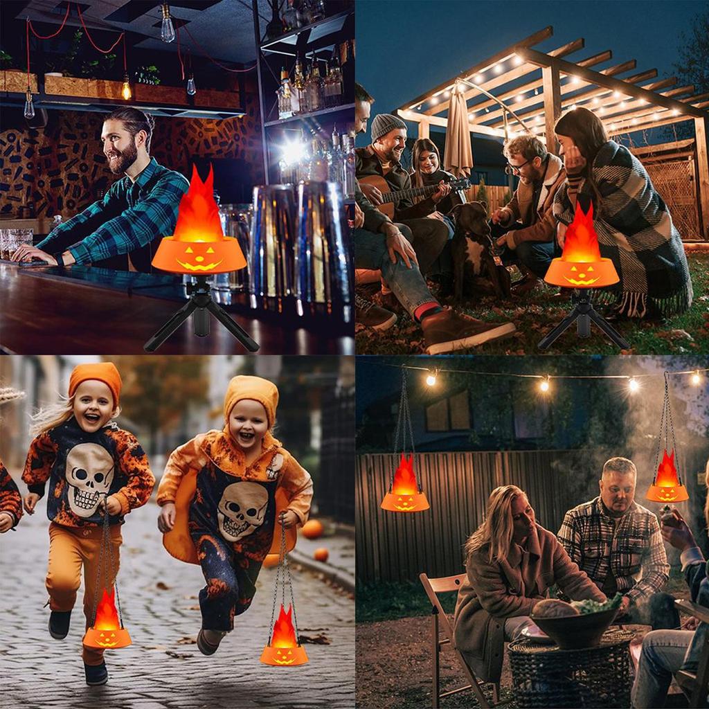 Halloween Decorations Pumpkin Flame Lamp Pumpkin Flickering Flame Lamp Long-Lasting Desktop Ornaments For Home Yard Garden