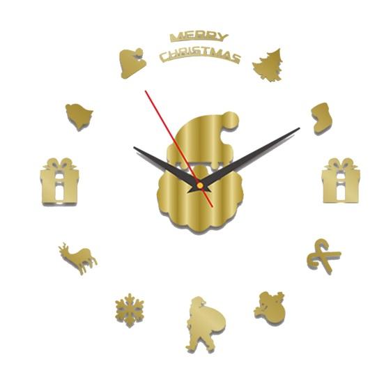 

Різдвяний настінний годинник Санта Клауса, що світиться у темряві, безкаркасний акриловий 3D годинник, тихий для дому, офісу, спальні, вітальні, цифровий аналоговий годинник, прикраса золотистий
