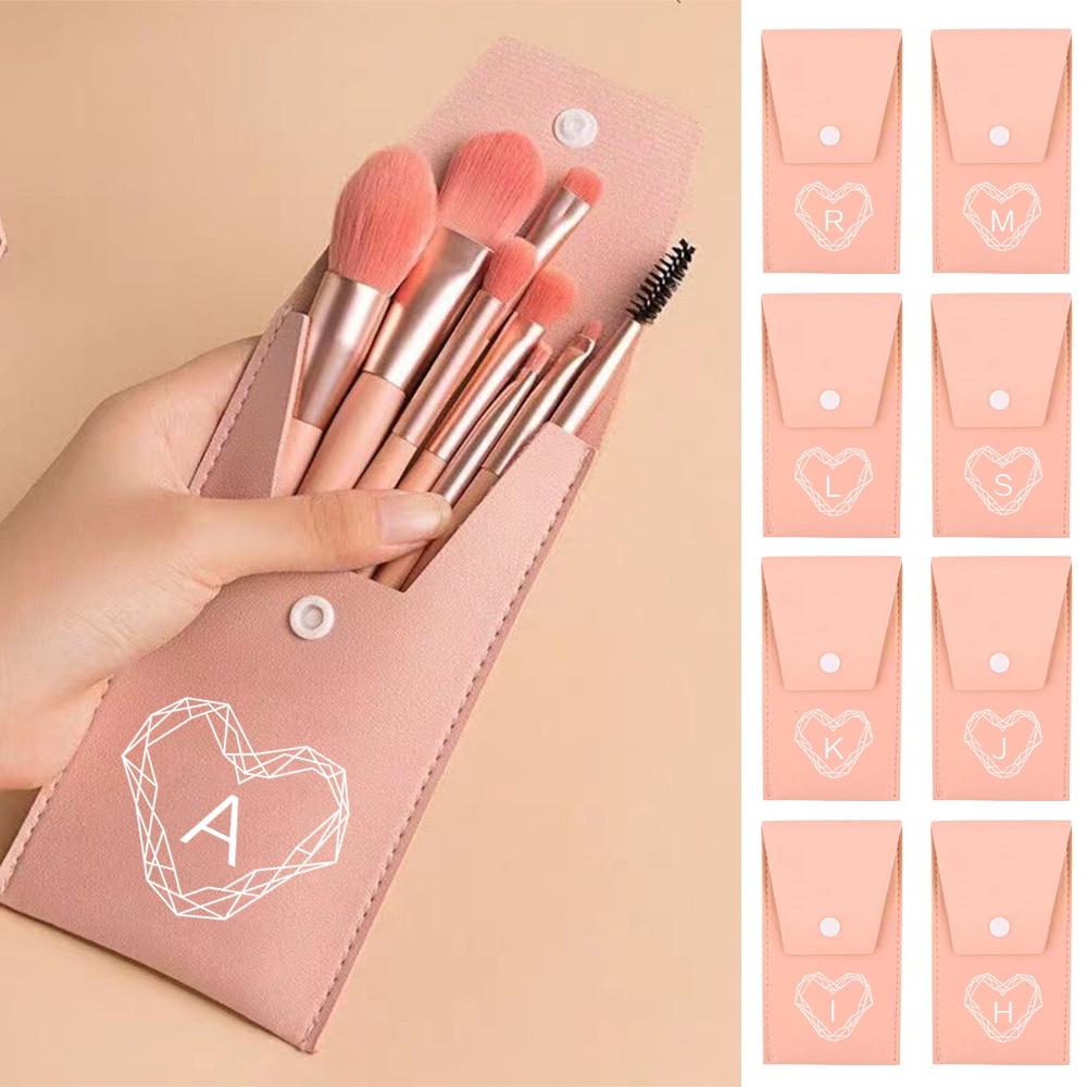 8Pcs Pink Makeup Brushes Set Soft Synthetic Hair Professional With Portable Case For Travel & Daily Use Diamond Pattern