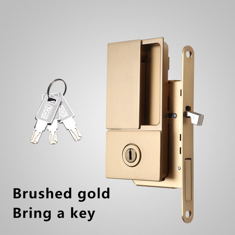 Invisible Pocket Door Lock with Double-Sided Handle Ghost Door Hook Minimalist Kitchen Sliding Door Lock for Home Security