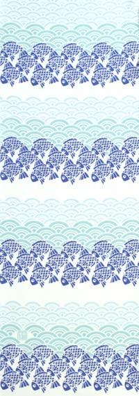 

Dyeing Anbo Hand Towel Catch of Sea Authentic Dyed Cotton Tokuoka Made in Japan 35cm x 100cm Big Bream! Blue 100%