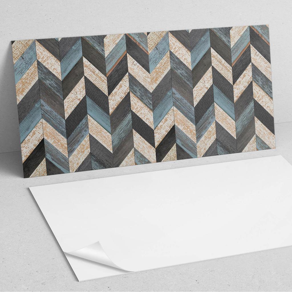 Decorative Self-Adhesive Vinyl Wall Panel 120x60 Cm Zigzag Pattern with Wood