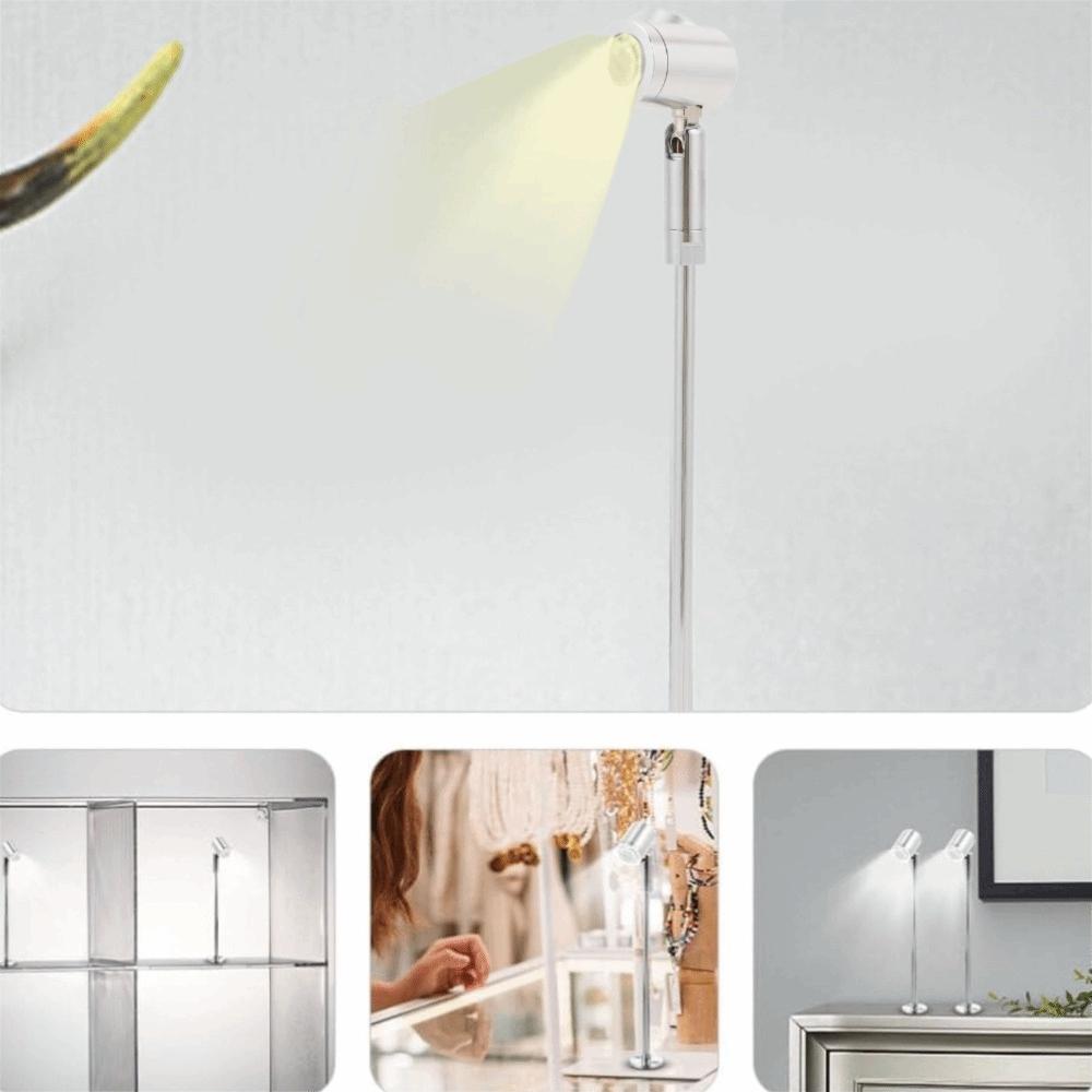 2 Pack 1W LED Accent Light Adjustable Angle Standing Up Spotlight Jewelry Showcase