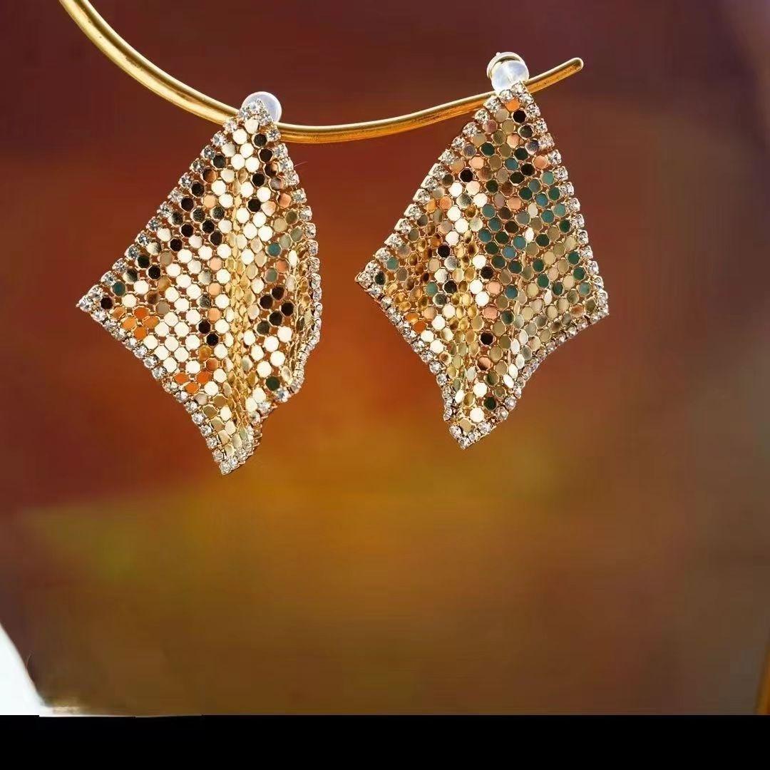 Серьги с кисточками из пайеток в форме ромба Модные Изысканные Французские ретро серьги