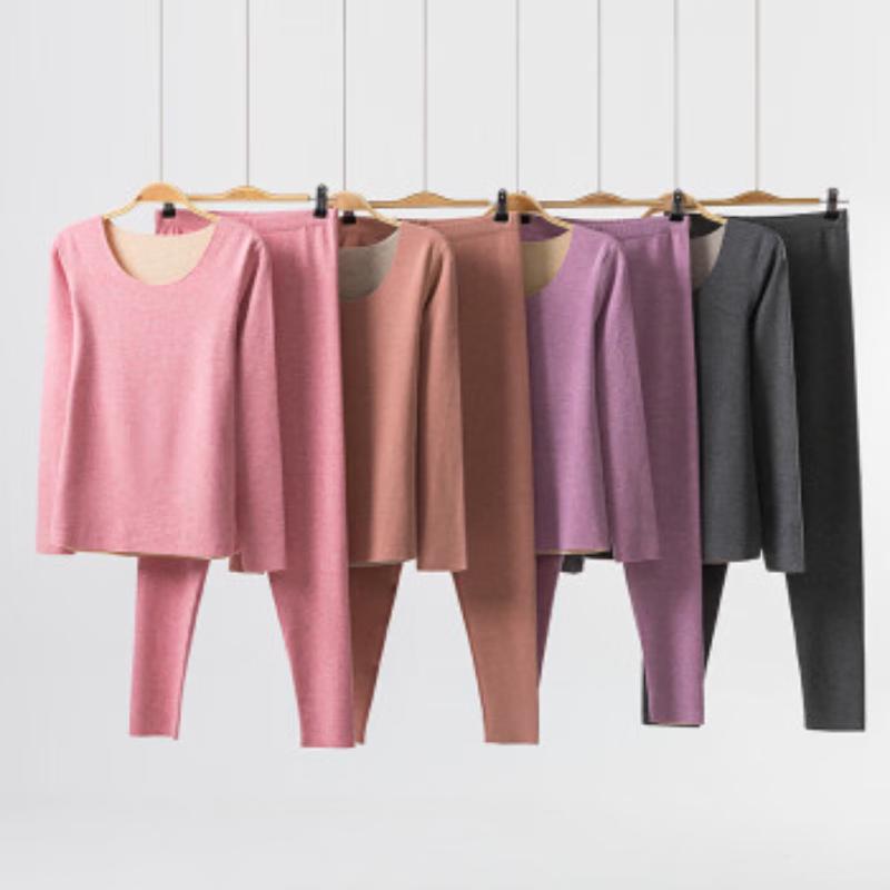 Hengyuanxiang Wool Blend Fleece-Lined Thermal Underwear Set