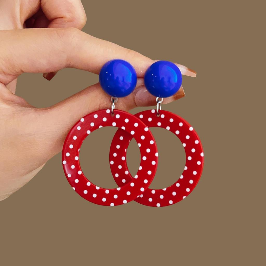 2025 New Retro Hong Kong Style Colorful Earrings: Luxury, High-End Studs, Exaggerated Fashion for Women