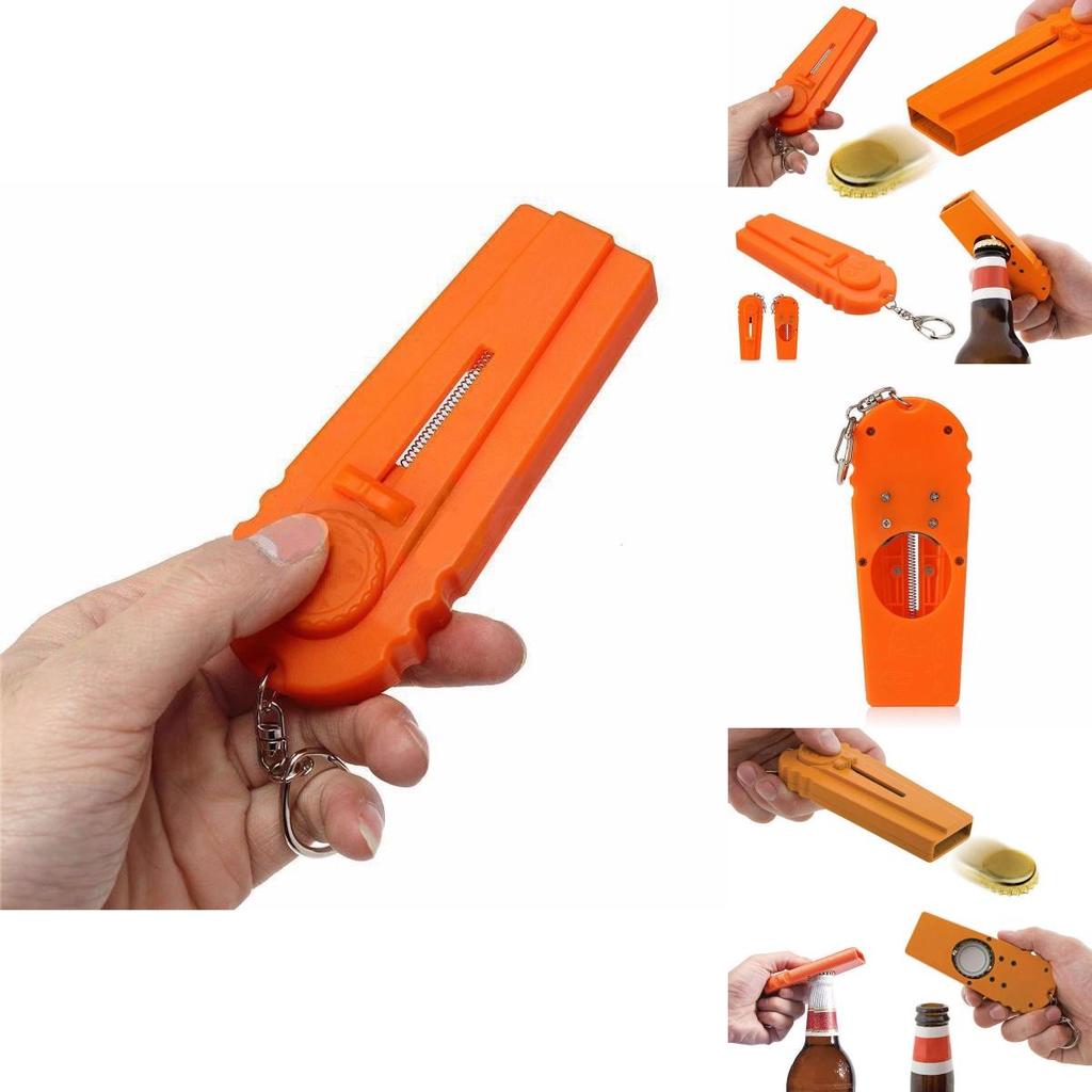 Unique Flying Beer Drink Bottle Opener With Cap Launcher And Key Ring Tool
