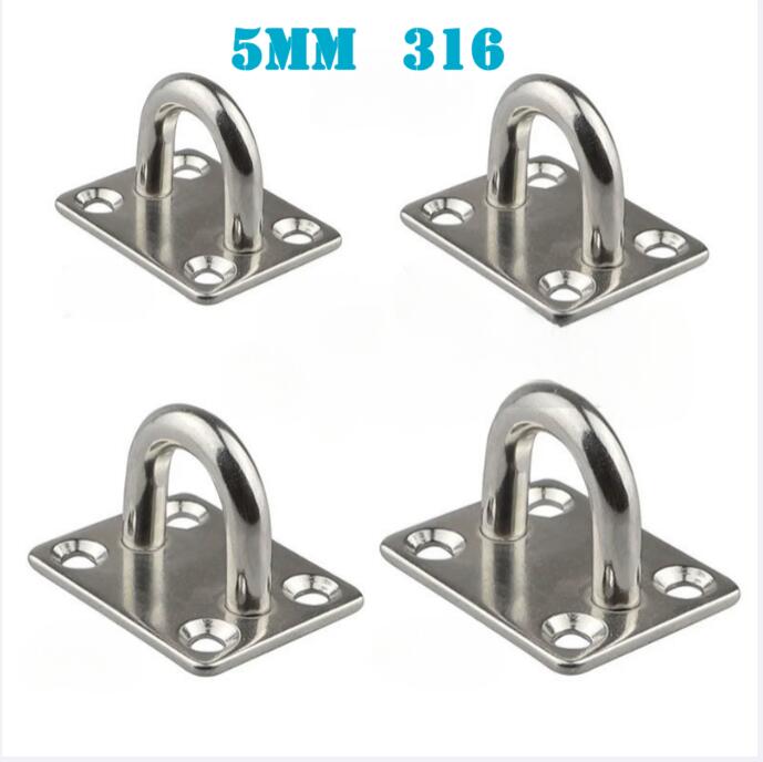 4 ks 5mm/6mm/8mm/10mm/12mm Nerezová ocel Čtvercové oko s podložkou Hák Závěs Vysoce zatížitelný Stropní Stěnový Plachtění Jachting Stín Plavba Námořní