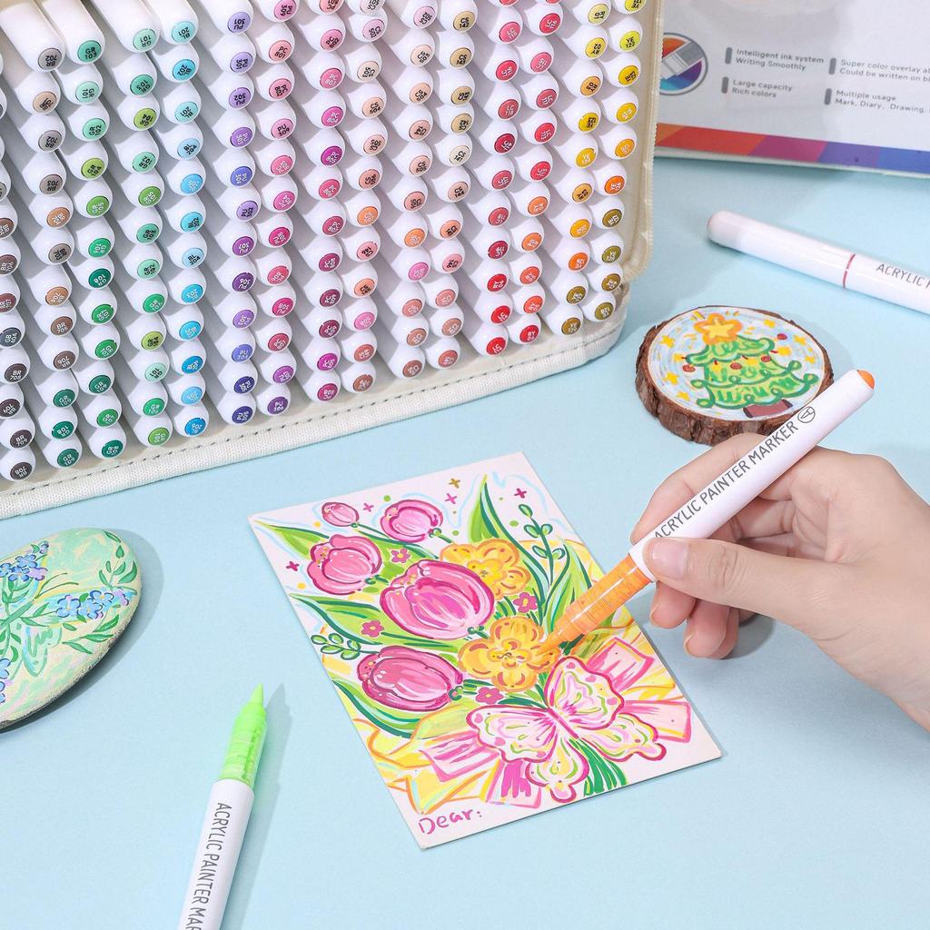 Blue Fruit 240-Color Acrylic Marker Pen Set with Soft Head for Student Graffiti and Art