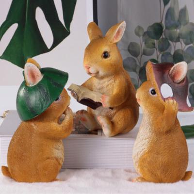 Ornements Lapins en Résine de Jardin Mignon Figurine Statue d'Animal Mini Fée Créatif Mignon Paysage Cour Herbe Pot de Fleurs Décoration
