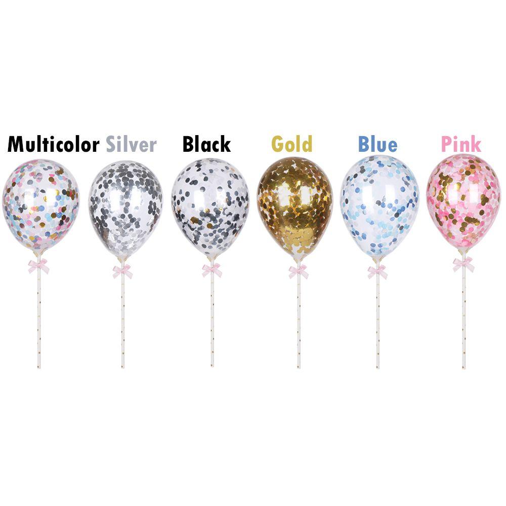 5 inches  Shower Party Supplies Birthday Transparent Balloon Cake Topper Cake Decoration Confetti Balloon