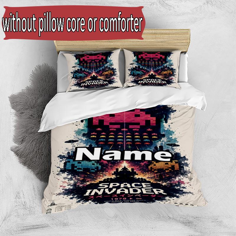 3pcs Duvet Cover Set (1*Duvet Cover + 2*Pillowcase, Without Core), Custom Name PAC Pattern Bedding Set, Home Bedroom Decor Gift
