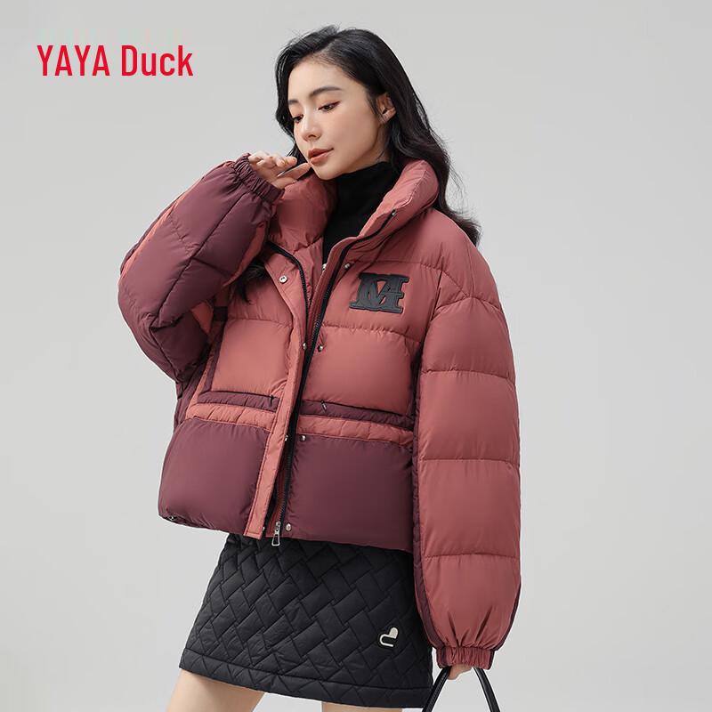 Yaya Women's Winter Contrast Stand-Collar Short Puffer Jacket