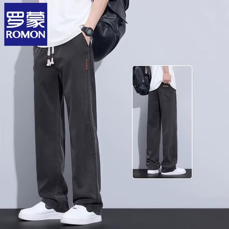 Romon Men s Tencel Ice Silk Straight Casual Pants XL