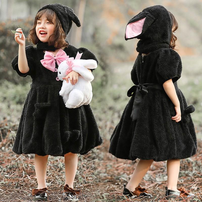 Costume da Coniglio per Bambini Festa Esibizione sul Palco Outfit da Coniglietto Rosso Bianco Nero 3-8 Anni