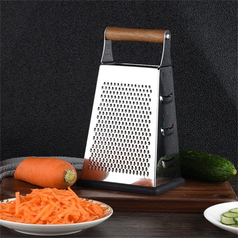 Professional Cheese Grater,Stainless Steels Metal Box Grater with Handle,4 Side Handheld Kitchen Food Shredders Potato