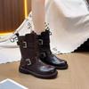Inner Increase Short Boots New Leather Retro Platform Martin Boots Knight Locomotive Boots In Autumn and Winter