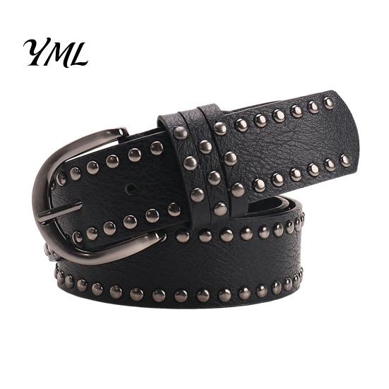 Slimming Waist Cincher Belt 110cm Punk Star Rivet for Women, Faux Leather Studded Fashion Casual Decoration with Metal Buckle, Edgy Music Festival