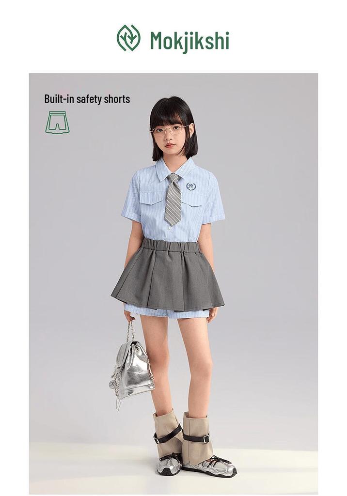 Girls' Academy Style Summer Set with Tie and Safety Shorts