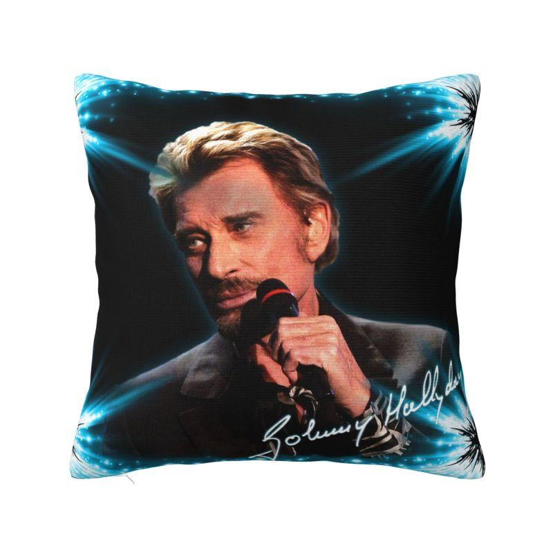 Johnny Hallyday Throw Pillow Case Decoracion D Print French Singer Rock Music Sofa Cushion Cover Polyester Soft Pillowcase