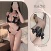 Sexy lingerie sexy lace three-point small chest shows big pearl seduction thong no-take suit female tease